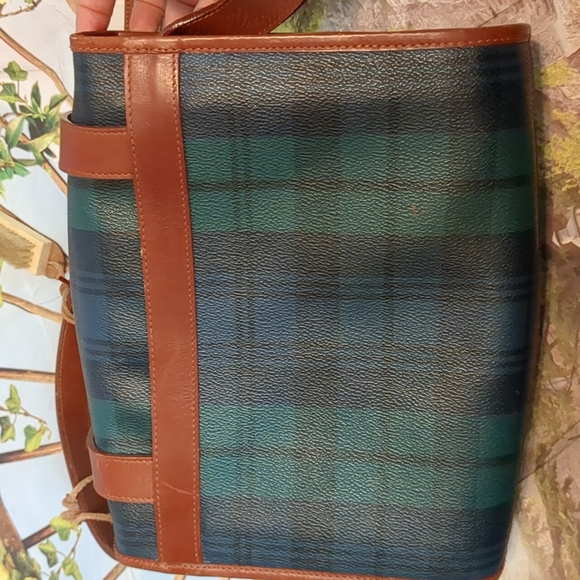 POLO by Ralph Lauren vintage green plaid satchel bag - Picture 5 of 10